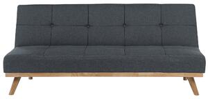 Rozkładana sofa trzyosobowa ciemnoszara pikowana drewniane nogi Froya Beliani