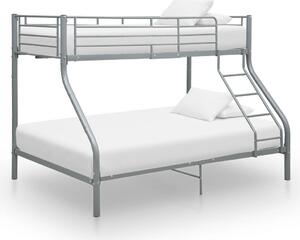 Rama łóżka piętrowego, szara, metalowa, 140x200 cm/90x200 cm