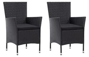 Krzesła ogrodowe, 2 szt., czarne, polirattanowe