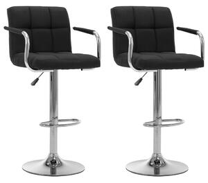 Krzesła barowe, 2 szt., czarne, tapicerowane tkaniną