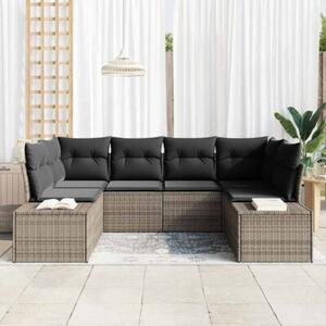 Zestaw Mebli Ogrodowych Komplet Wypoczynkowy Z Poduszkami 6-Częściowy Szary Rattan Na Taras Balkon Ogród