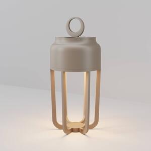 Maytoni Lampa stołowa LED z akumulatorem Vetra, beżowa, wysokość 22 cm, metalowa, IP54, możliwość ściemniania, kremowy / amber, salon / jadalnia, metal, nowoczesny