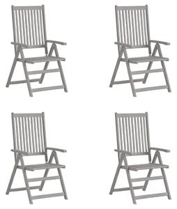 Rozkładane krzesła ogrodowe, 4 szt., szare, drewno akacjowe