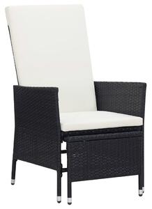 Rozkładane krzesło ogrodowe z poduszkami, czarny polirattan