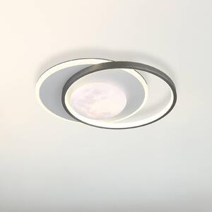 Globo Lampa sufitowa LED Moon, czarna/szara, metalowa, 37 cm