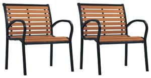 Krzesła ogrodowe, 2 szt., stal i WPC, czarno-brązowe
