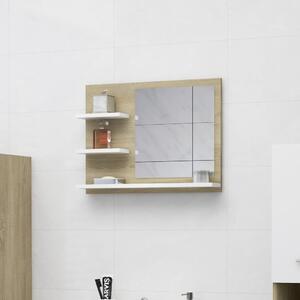 Lustro łazienkowe, biel i dąb sonoma, 60x10,5x45 cm, płyta