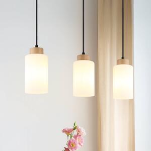 Globo Lampa wisząca Rowena, możliwość ściemniania, jasne drewno, salon / jadalnia, szkło