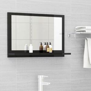 Lustro łazienkowe, wysoki połysk, czarne, 60x10,5x37 cm, płyta