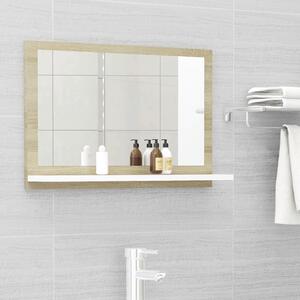 Lustro łazienkowe, biel i dąb sonoma, 60x10,5x37 cm, płyta