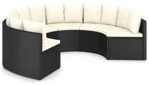 6-częściowa sofa ogrodowa z poduszkami, rattan PE, czarna