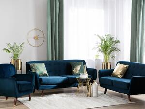 Zestaw do salonu sofy fotel komplet dla 6 osób tapicerowany welurowy niebieski Bodo Beliani