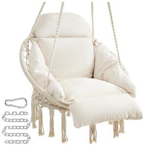 Hangingowe krzesło bujane z grubym poduszkiem, model GDC042M01V3, udźwig 120 kg, kolor beżowy