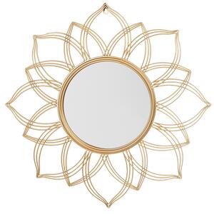 Okrągłe lustro ścienne złote glam ozdobne kwiat lotosu przedpokój Milly Beliani