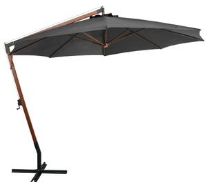 Parasol ogrodowy wiszący, jodłowy słupek, antracyt, 3,5x2,9 m