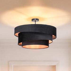 Lampa sufitowa Jusari Lindby, możliwość ściemniania, czarny, salon / jadalnia, tkanina / materiał / jedwab, nowoczesny