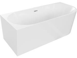 Mexen Mia wanna wolnostojąca narożna lewa 140 x 75 cm, biała, przelew chrom - 52691407500L-01