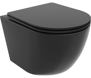 Mexen Lena miska wc Rimless Tornado z deską wolnoopadającą slim, duroplast, czarna mat - 30221085T