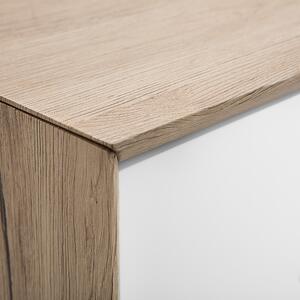 Szafka RTV biała jasne drewno 150 cm 2 szafki 1 półka 1 szuflada Forester Beliani