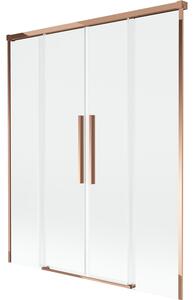 Mexen Rox parawan nawannowy 2-skrzydłowy rozsuwany 160 x 150 cm, transparent, różowe złoto - 8C9-160-002-60-00