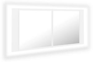 Szafka łazienkowa z lustrem i LED, biała, 100x12x45 cm, akryl