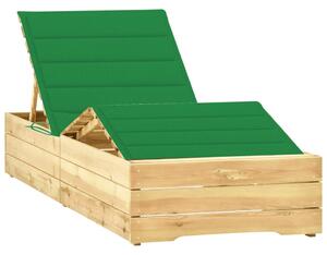 Leżak z zieloną poduszką, impregnowane drewno sosnowe