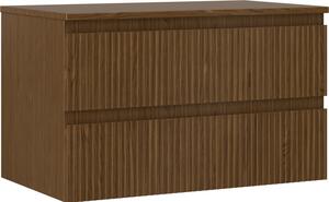 Mexen Rivel szafka łazienkowa podumywalkowa 80 cm z blatem, 2 szuflady, ryflowana , orzech - 91A20-08047-2-BFFC86