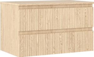 Mexen Rivel szafka łazienkowa podumywalkowa 80 cm z blatem, 2 szuflady, ryflowana , dąb - 91A20-08047-2-BFFC81