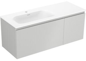 Mexen Rivel szafka łazienkowa 120 cm z umywalką Vela lewą, 1S, 1D, ryflowana, szara mat/biała mat - 91A23-12047-3-BBFF62-W23L01