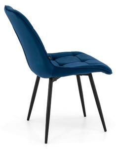 MebleMWM Krzesło tapicerowane DC-7020 | Niebieski welur | Outlet