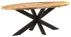 Stół jadalniany, owalny, 200x100x75 cm, surowe drewno mango
