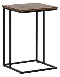 Stolik ciemne drewno industrialny metalowa podstawa kwadratowy 40 x 40 cm Troy Beliani