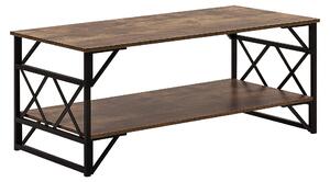 Nowoczesny stół kawowy ława do salonu z półką 120 x 60 cm ciemne drewno Bolton Beliani
