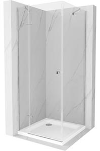 Mexen Roma kabina prysznicowa uchylna 80 x 80 cm, transparent, chrom + brodzik Flat - 854-080-080-01-00-4010
