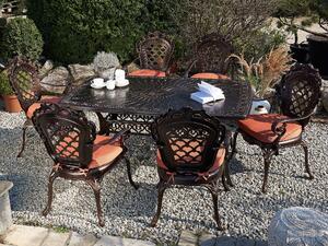 Zestaw 2 krzeseł ogrodowych brązowy aluminiowy czerwone poduszki poliester Lizzano Beliani