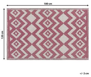 Dywan zewnętrzny różowy wzór geometryczny ekologiczny 120 x 180 cm Dewas Beliani