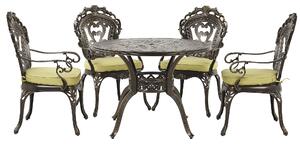 Retro zestaw mebli ogrodowych stół 4 krzesła aluminium z poduchami brązowy Sapri Beliani