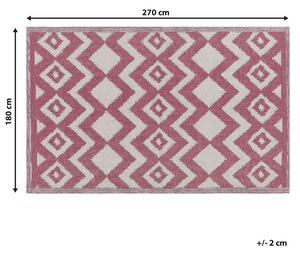 Dywan zewnętrzny różowy wzór geometryczny ekologiczny 180 x 270 cm Dewas Beliani