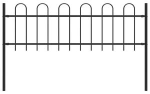 Panel ogrodzeniowy z zaokrąglonymi końcami, 1,7 m, czarny