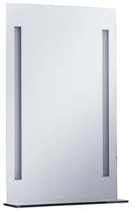Ścienne lustro łazienkowe z LED, z półką, 60 x 80 cm