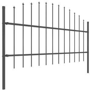 Panel ogrodzeniowy z grotami (0,75-1) x 1,7 m, stal, czarny