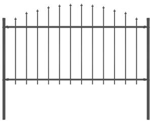 Panel ogrodzeniowy z grotami, stal, (1,25-1,5) x 1,7 m, czarny