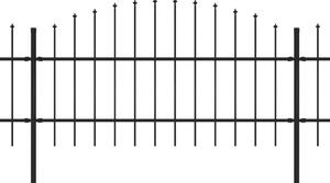 Panele ogrodzeniowe z grotami, stal, (0,75-1) x 13,6 m, czarne