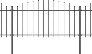 Panele ogrodzeniowe z grotami, stal, (1,25-1,5)x11,9 m, czarne