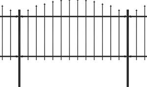 Panele ogrodzeniowe z grotami, stal, (1,25-1,5) x 17 m, czarne