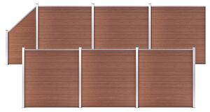 Ogrodzenie WPC 6 paneli kwadratowych 1 skośny 1138x186 cm, brąz