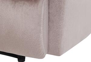 Fotel telewizyjny rozkładany tapicerowany welurem z podnóżkiem szarobeżowy Eslov Beliani