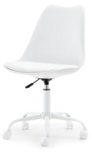 Małe krzesło obrotowe luis move białe z tworzywa na kółkach do komputera