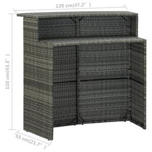 Zestaw Mebli Ogrodowych Komplet Barowy Z Poduszkami 5-Częściowy Szary Rattan Na Taras Balkon Ogród