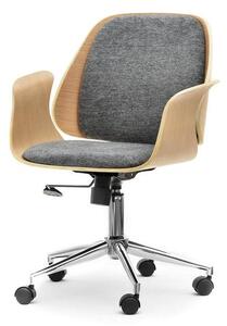 Fotel biurowy enric dąb-szary-melanż tkanina, podstawa chrom